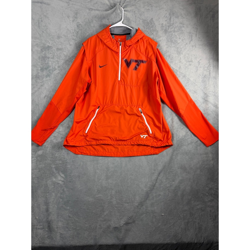 Nike Mens XL Orange Virginia Tech VT Half-Zip Hooded Performance Jacket Gorpcore